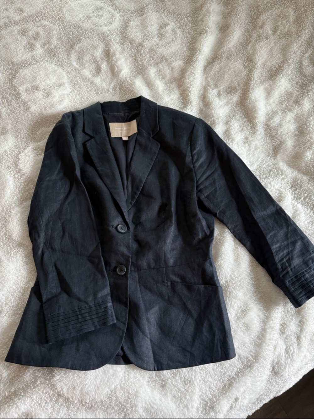 Banana Republic navy Women's Two-Button Linen Blazer